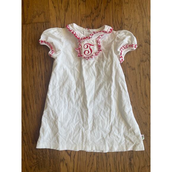 Girls size 5 Posh Pickle Letter T Monogram Red and White Dress Christmas - Picture 1 of 4